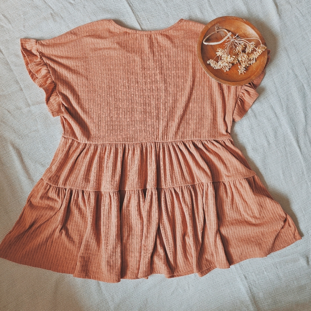 Womens Terracotta Babydoll Top - Picture 3 of 3